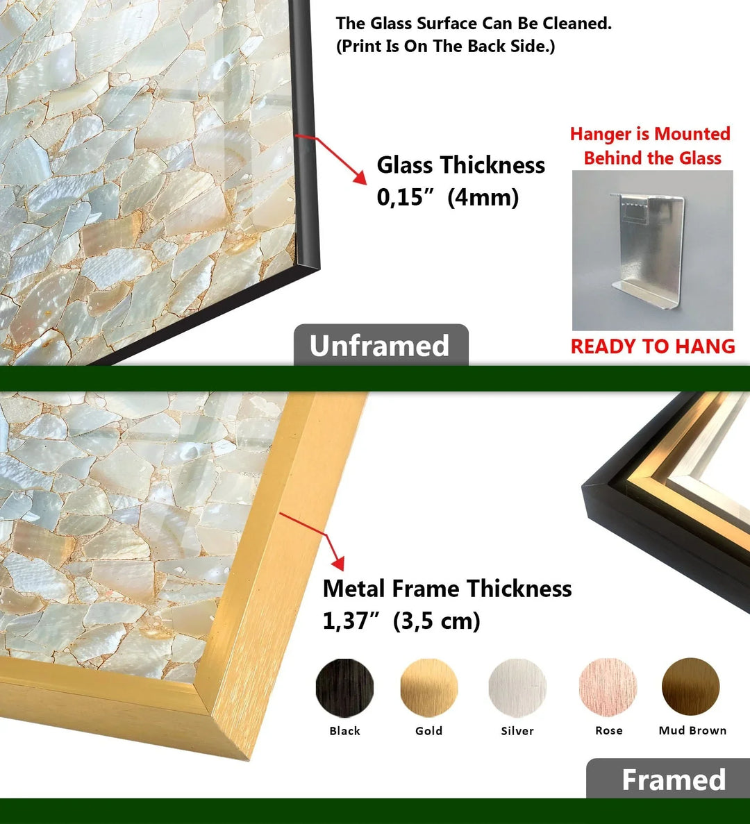 White Cracked Marble Design Glass Wall Art - MyPhotoStation