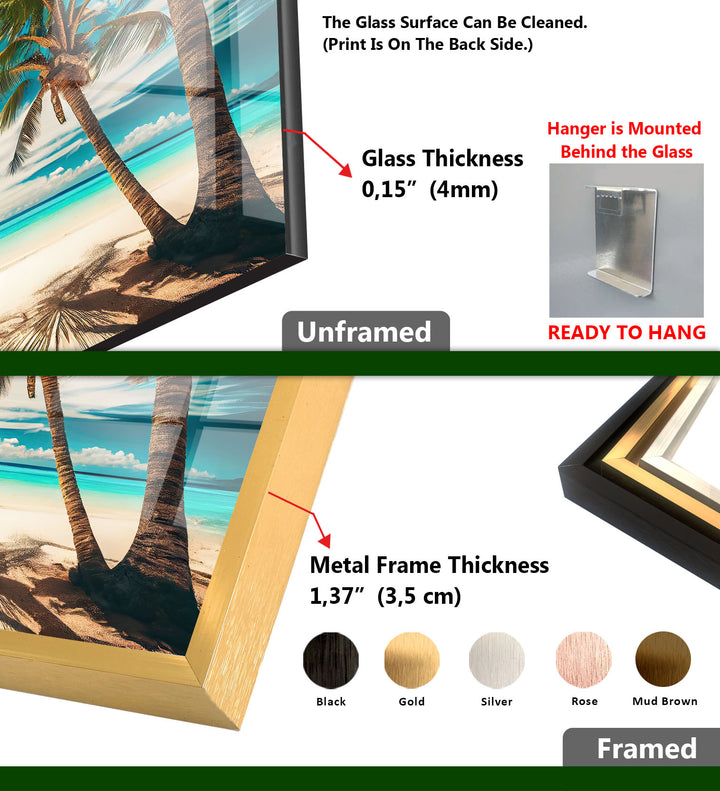 Tropical Beach Wall Art – Island Glass Print Decor