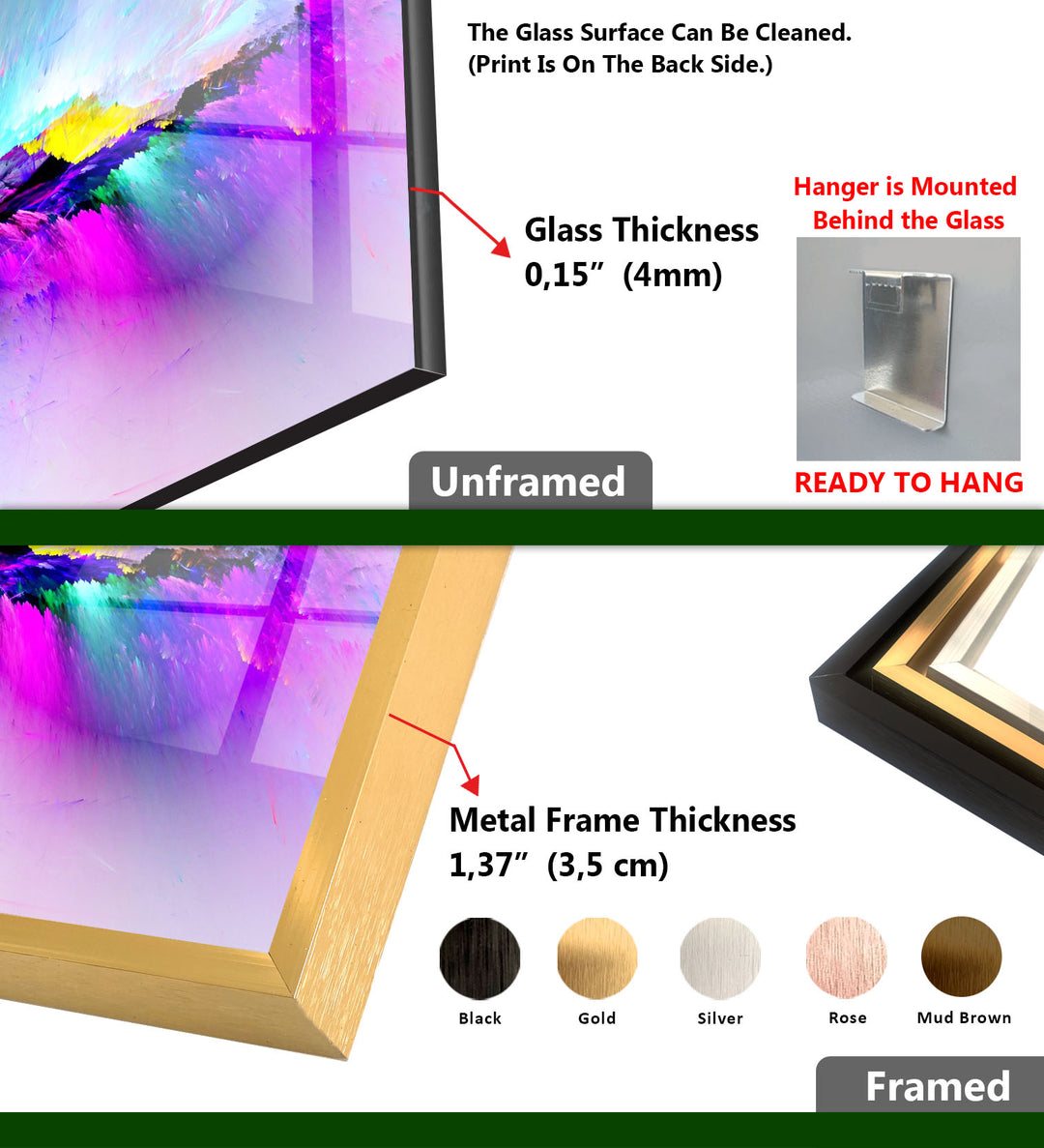Color Burst Abstract Wall Art – Bright Iridescent Glass Print