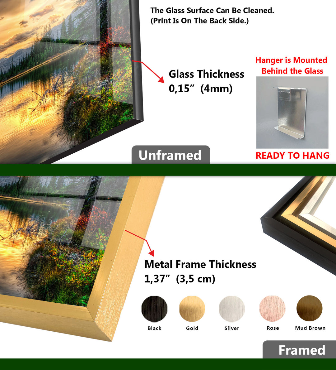 Sunset Lake Wall Art – Serene Forest Landscape Glass Print