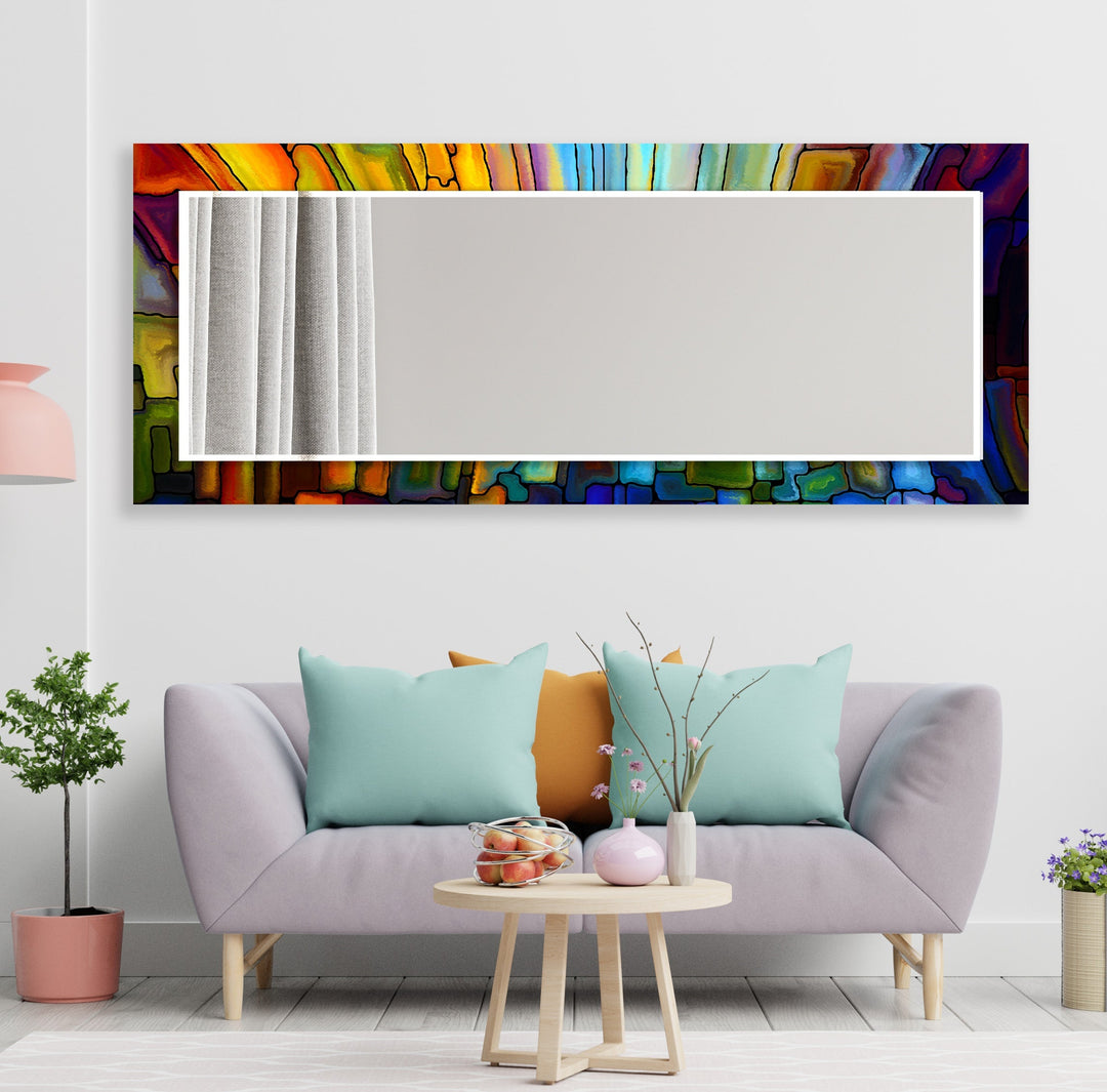 Stained Orange and Blue Wall Mirrors Black Wall Mirror
