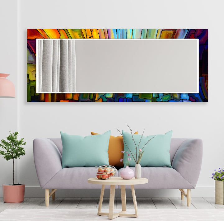 Stained Orange and Blue Wall Mirrors Black Wall Mirror

