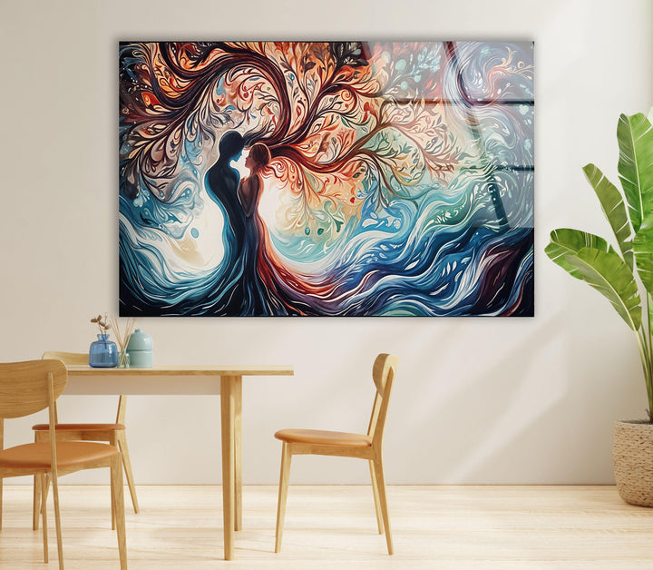 Man & Women Colored Glass Wall Art picture on glass wall art, photos printed on glass
