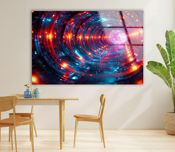 Deep Rabbit Hole of Glowing Alien Glass Wall Art Glass Printing Wall Art, Print photos on glass
