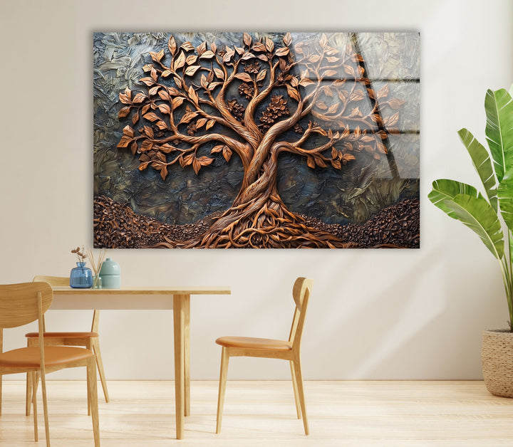 Bronze Vivid Tree Glass Wall Art photo print on glass, prints on glass wall art
