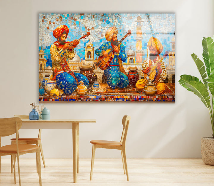 Mosaic Rajasthani City Glass Wall Art custom glass photo prints, large glass prints
