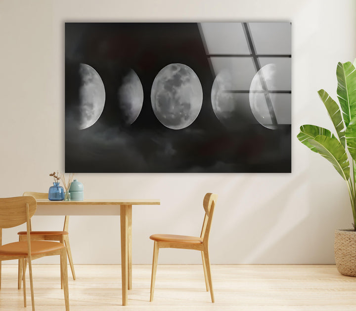 Moon Phases Glass Wall Art Glass Printing Wall Art, Print photos on glass
