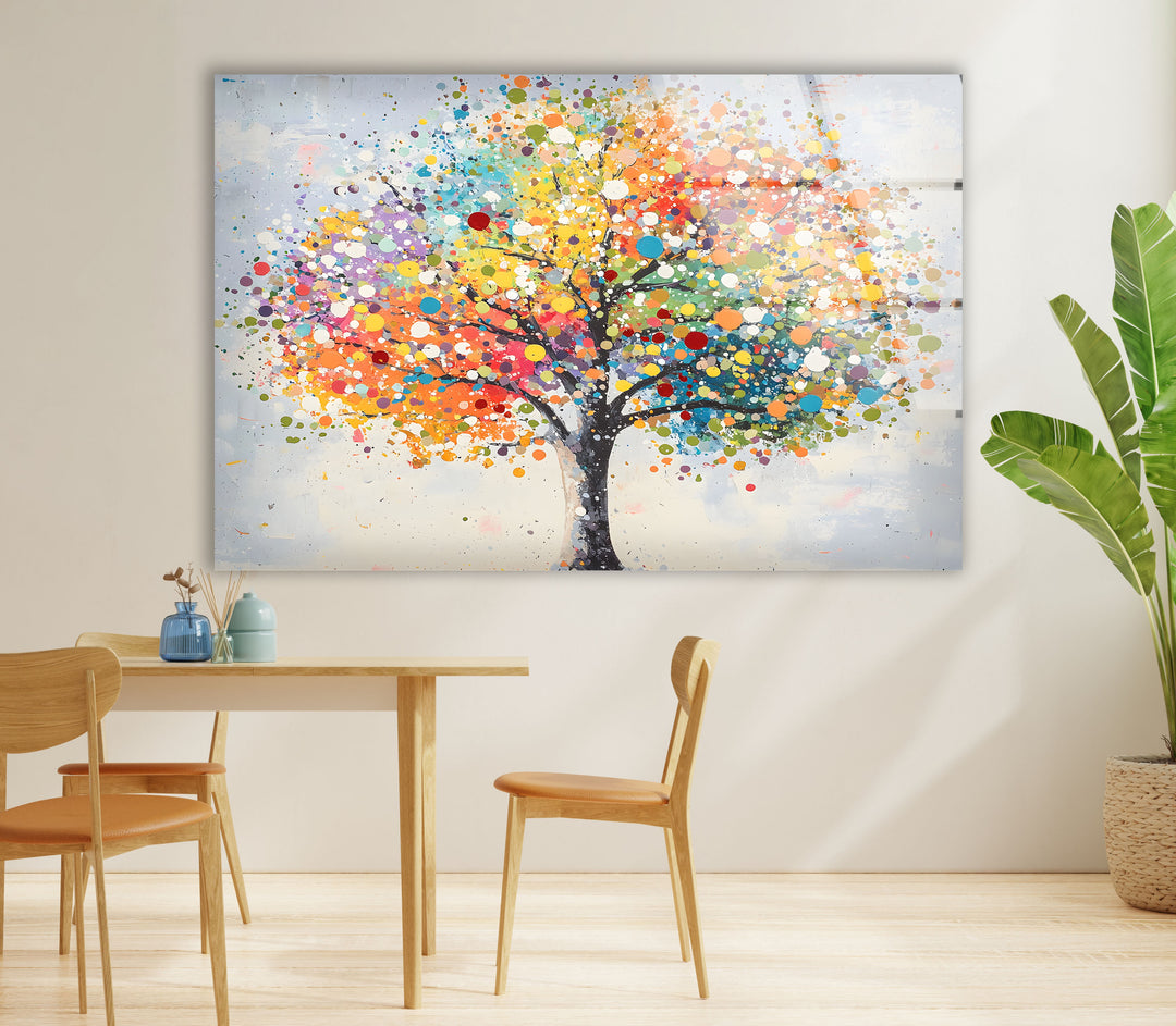 Color Splash Tree Glass Wall Art Glass Printing Wall Art, Print photos on glass
