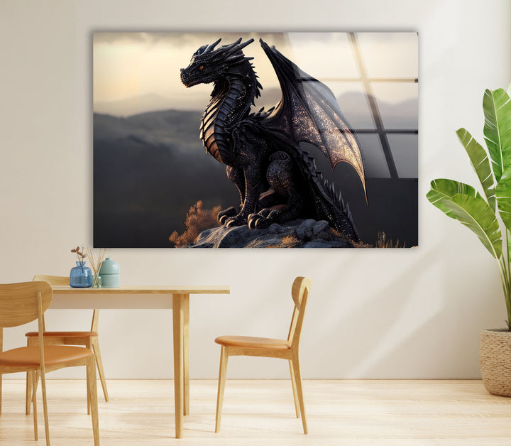 Serene dragon art showcasing a powerful creature surrounded by natural beauty.
