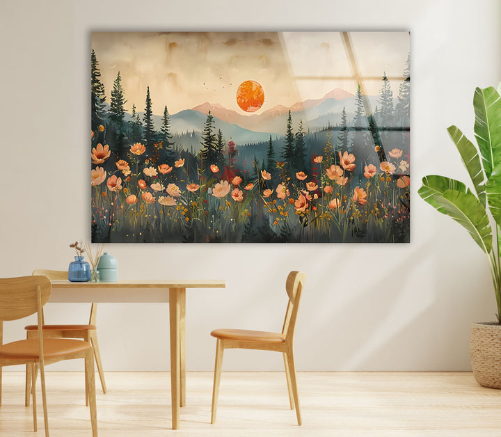 Blood Moon Paint Sunset Glass Wall Art glass photo prints, glass picture prints
