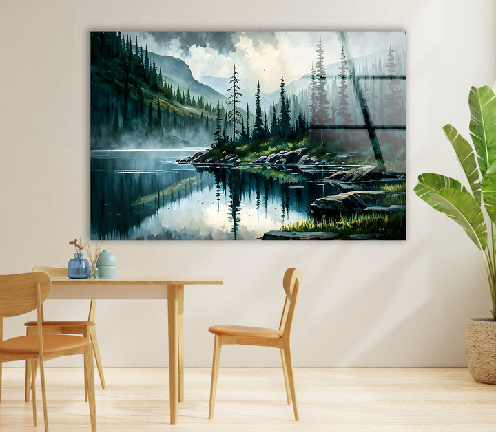 Nature Forest Green Glass Wall Art print picture on glass, Tempered Glass Wall Art
