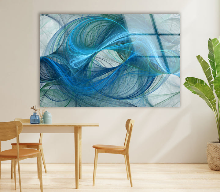 Blaue Energie Abstrakte Wandkunst – Fluid Motion Glasdruck 