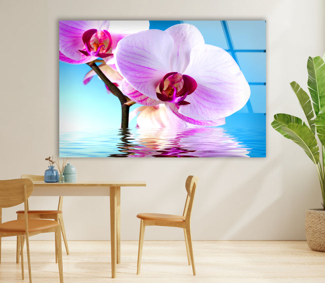 Orchid Flower Tempered Glass Wall Art