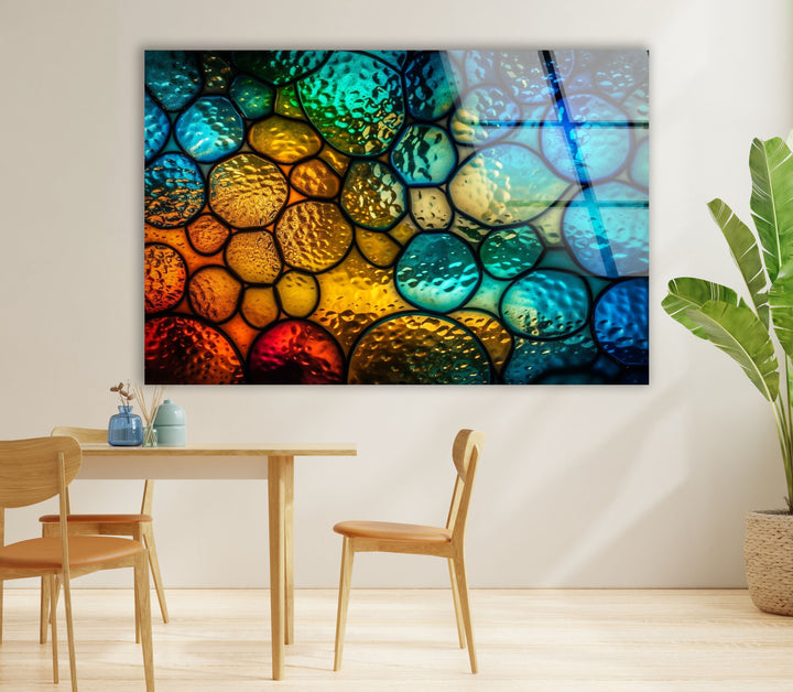 Moderne urbane Skyline-Wandkunst – Lebendiger Stadtbild-Glasdruck 