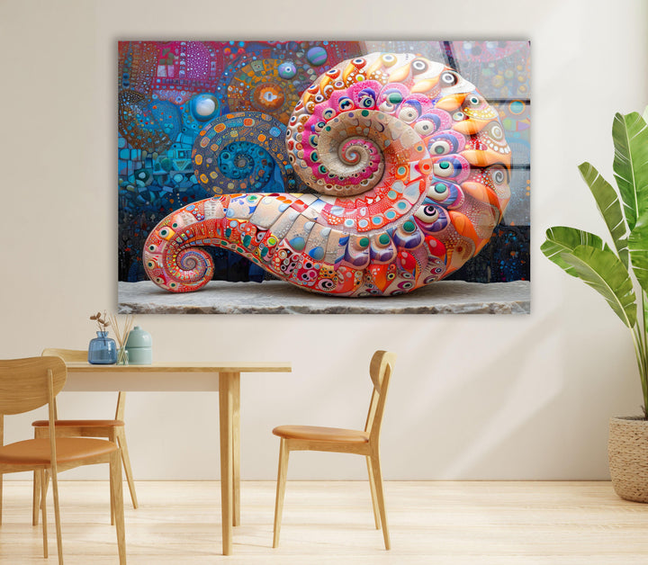 Colorful Snail Shell Glass Wall Art large glass photo prints, glass wall photos