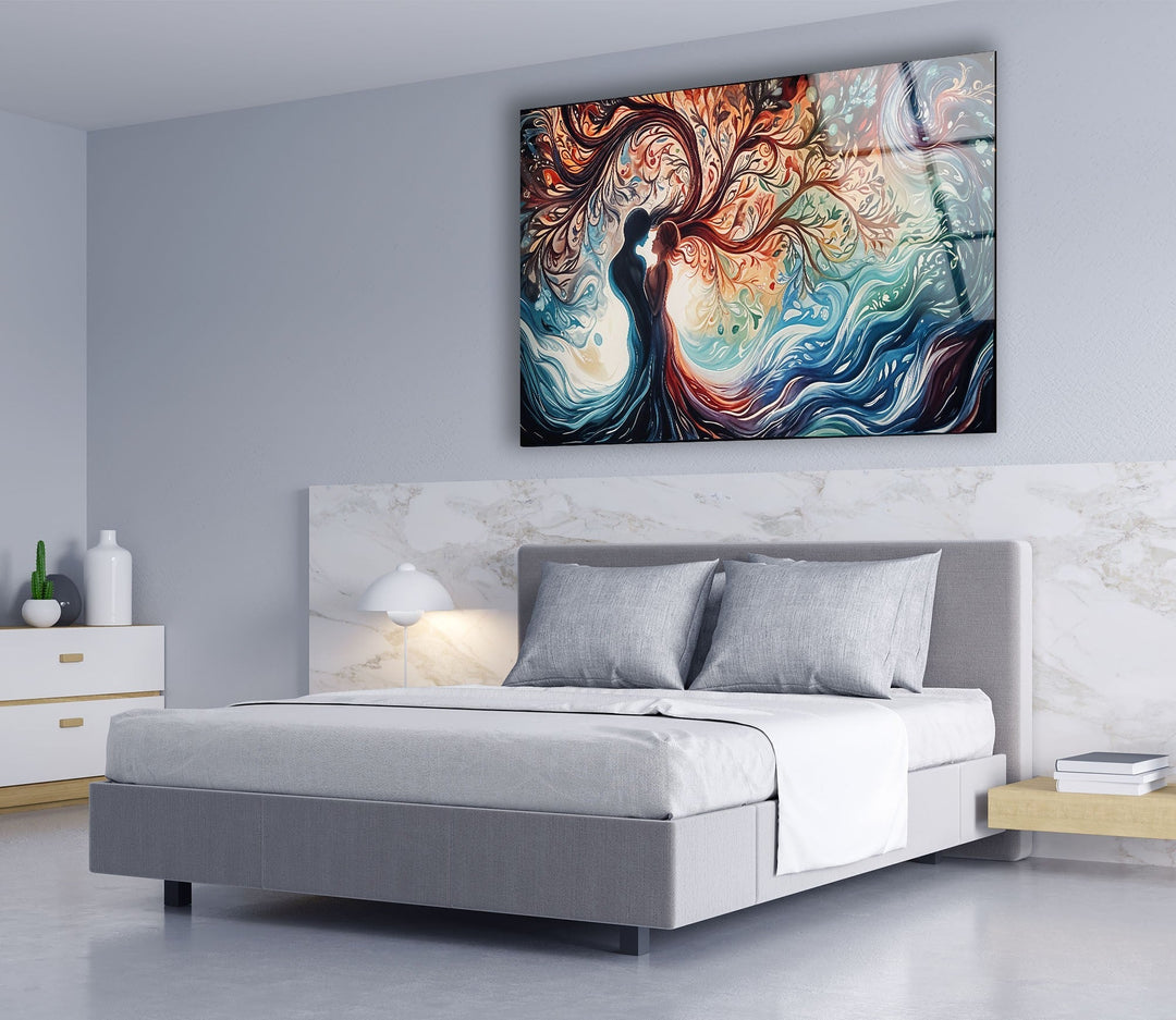 Man & Women Colored Glass Wall Art glass photo prints, glass picture prints
