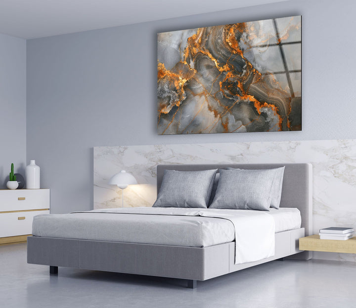 Marble Grey & Wood Glass Wall Art glass pictures for Wall, glass prints wall art
