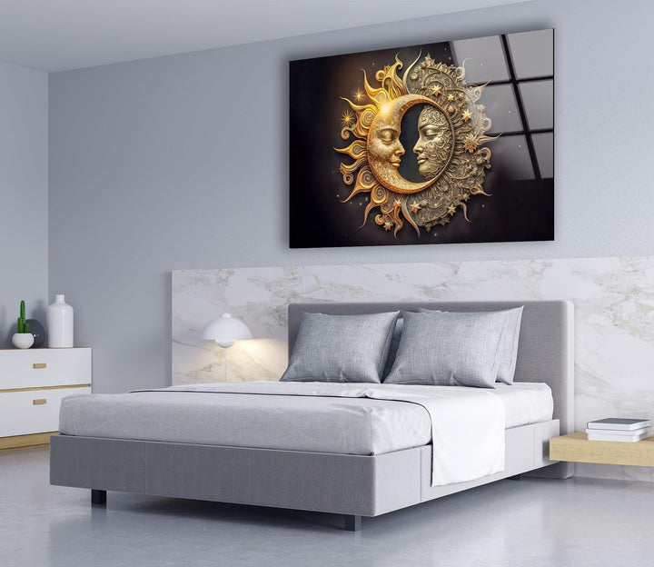 Sun With Moon Like Gothic Mode Glass Wall Art large glass photo prints, glass wall photos
