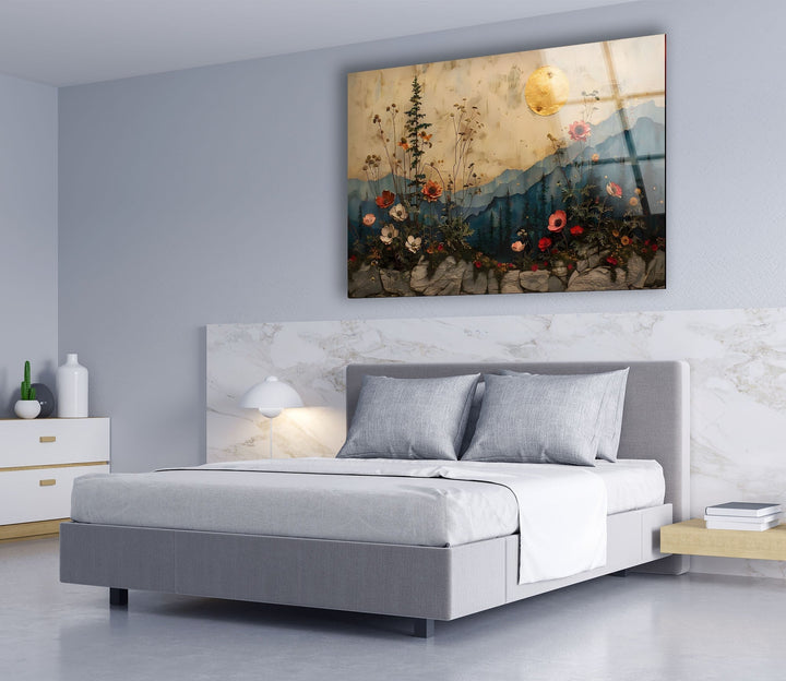Flowers & Sunset Glass Wall Art art glass wall art, glass wall art pictures
