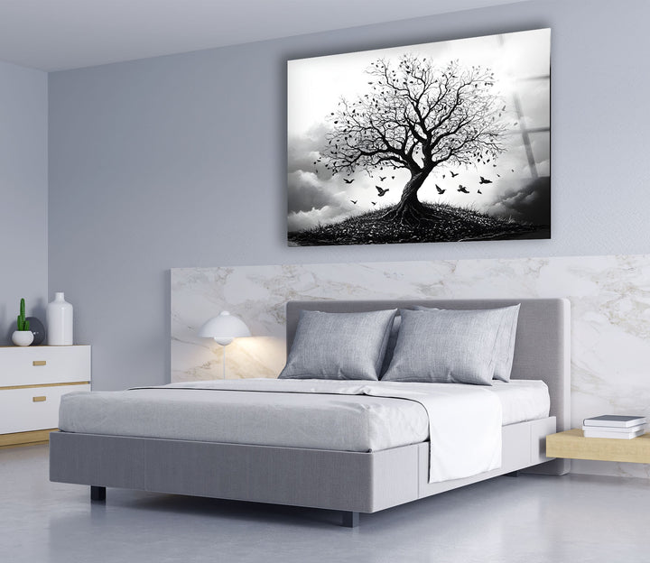 Lonely Tree Glass Wall Art custom glass photo prints, large glass prints
