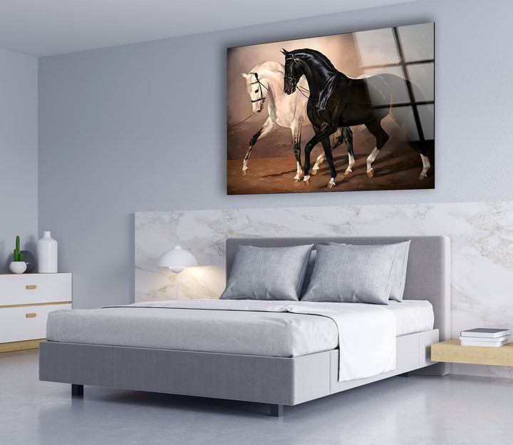 Black & White Horses Glass Wall Art art glass wall art, glass wall art pictures
