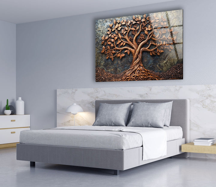 Bronze Vivid Tree Glass Wall Art print on glass, glass printed photos
