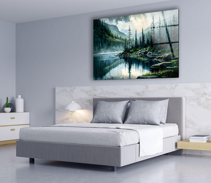 Nature Forest Green Glass Wall Art glass image printing, glass prints from photos
