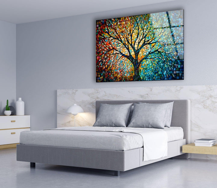 Colored Tree Glass Wall Art glass image printing, glass prints from photos
