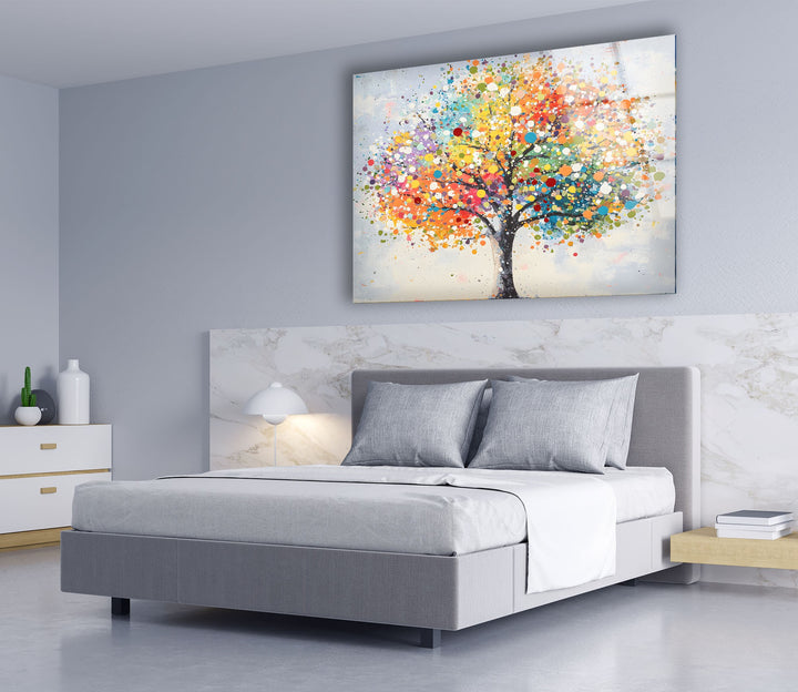 Color Splash Tree Glass Wall Art custom glass pictures, glass art prints
