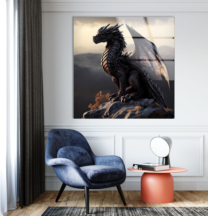 Intricate dragon art set in a serene landscape, showcasing a perfect blend of beauty and power.
