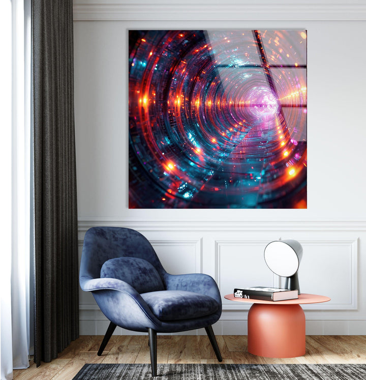 Deep Rabbit Hole of Glowing Alien Glass Wall Art glass art painting, glass art for the Wall
