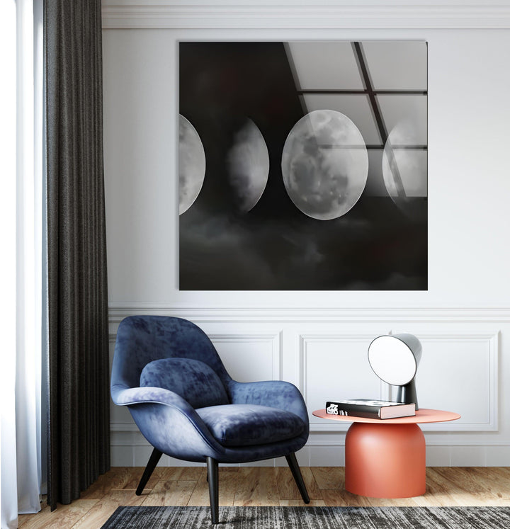 Moon Phases Glass Wall Art picture on glass wall art, photos printed on glass
