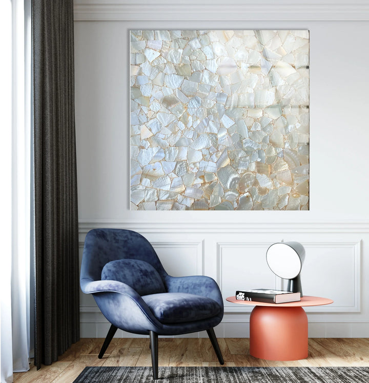 White Cracked Marble Design Glass Wall Art print on glass, glass printed photos
