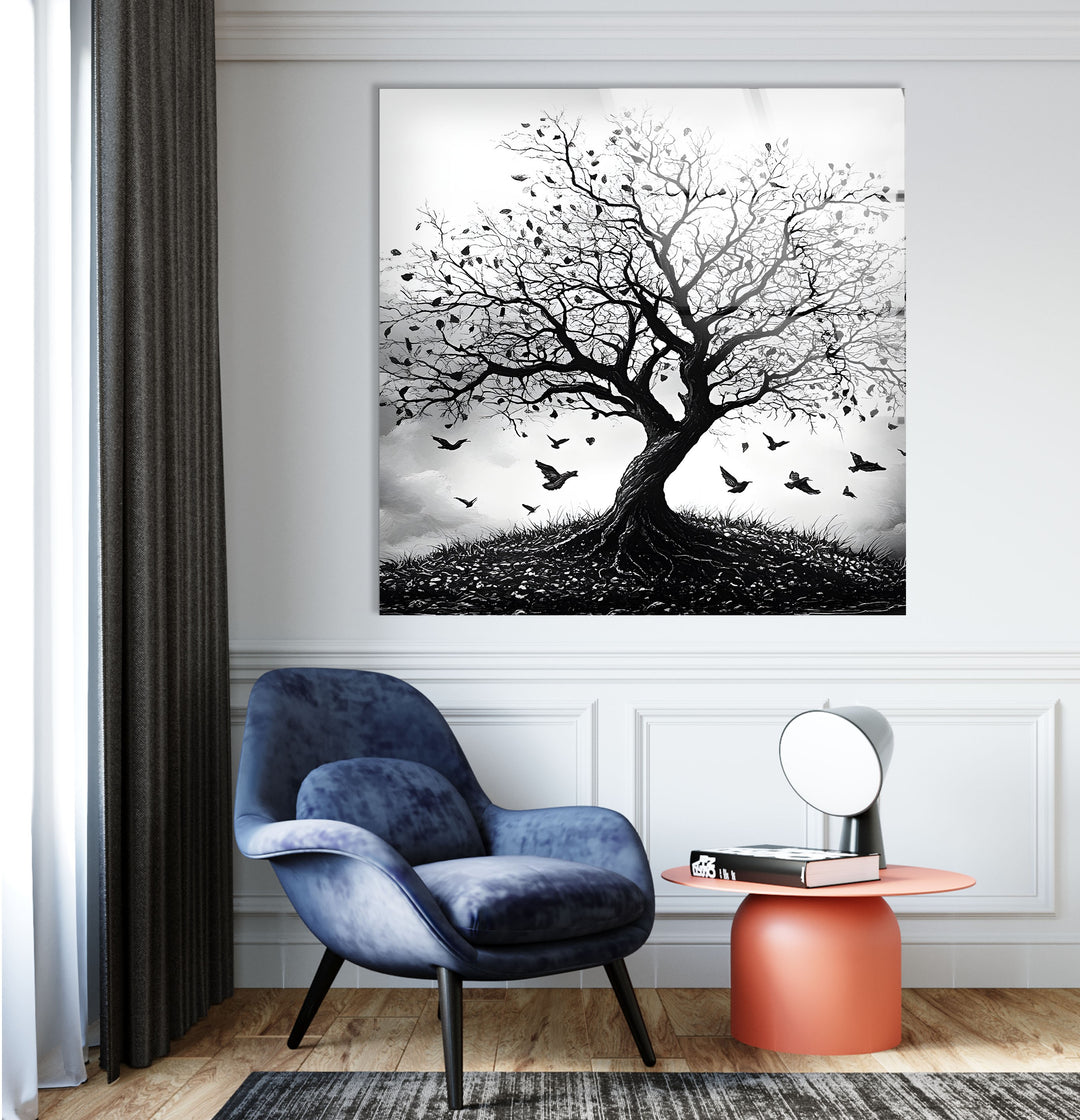 Lonely Tree Glass Wall Art glass photo prints, glass picture prints
