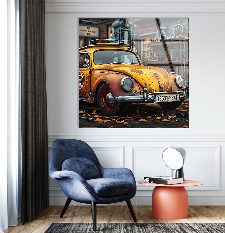 Old Volkswagen Car Glass Wall Art art glass wall art, glass wall art pictures
