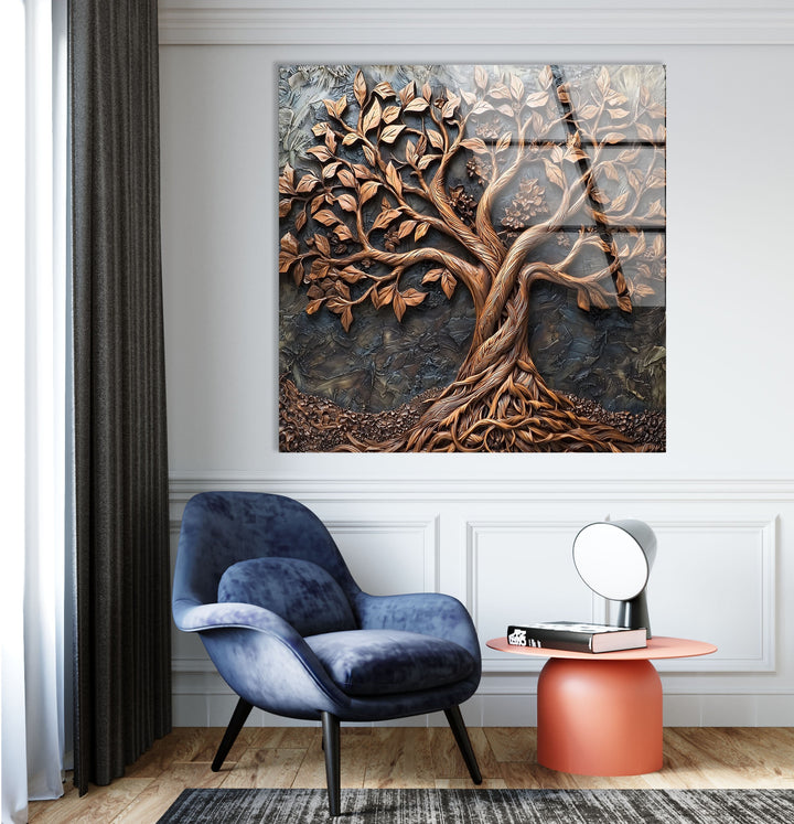 Bronze Vivid Tree Glass Wall Art glass pictures for Wall, glass prints wall art
