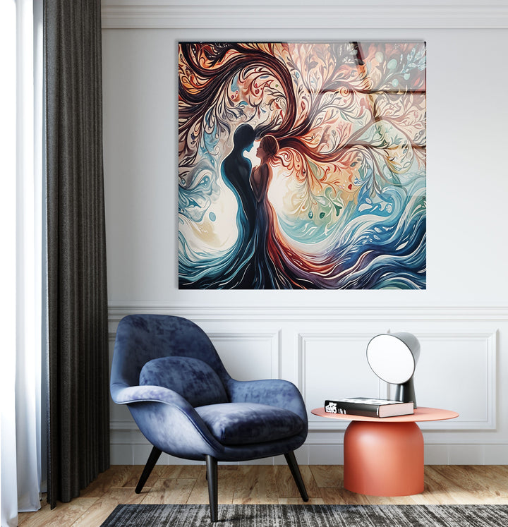 Man & Women Colored Glass Wall Art large glass photo prints, glass wall photos
