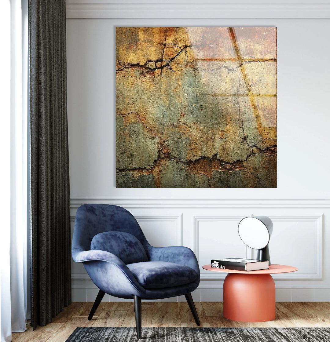 Rustic Cracked Wall Art – Vintage Texture Glass Artwork for Home - MyPhotoStation