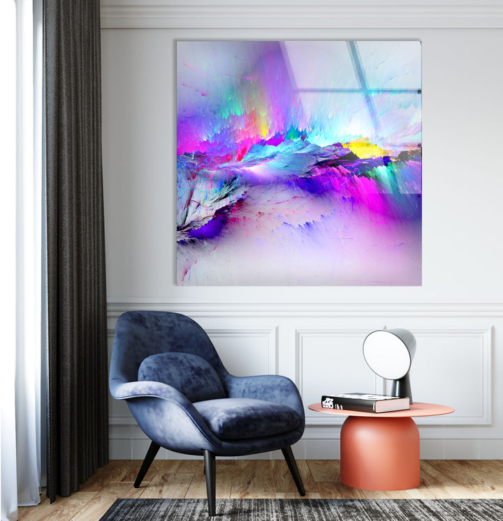 Color Burst Abstract Wall Art – Bright Iridescent Glass Print