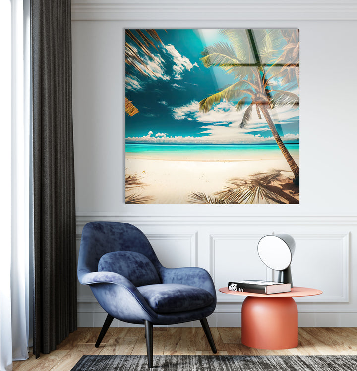 Tropical Beach Wall Art – Island Glass Print Decor