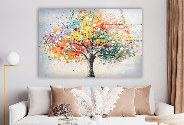 Color Splash Tree Glass Wall Art glass pictures for Wall, glass prints wall art
