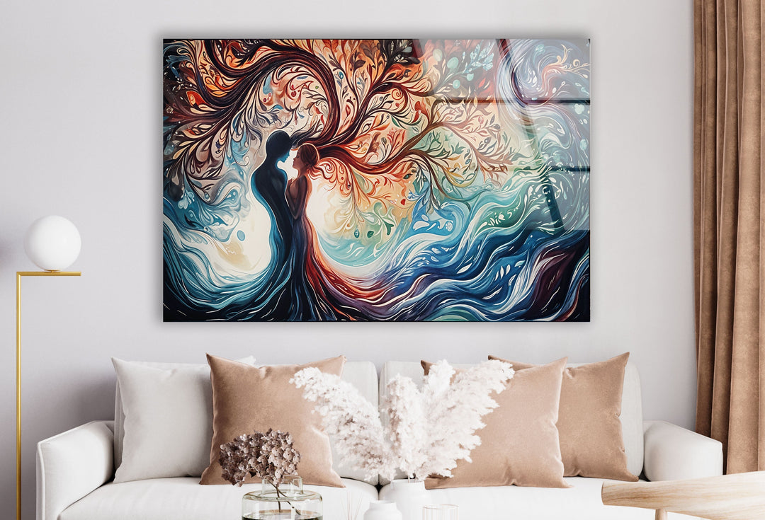 Man & Women Colored Glass Wall Art photo print on glass, prints on glass wall art
