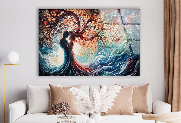 Man & Women Colored Glass Wall Art photo print on glass, prints on glass wall art
