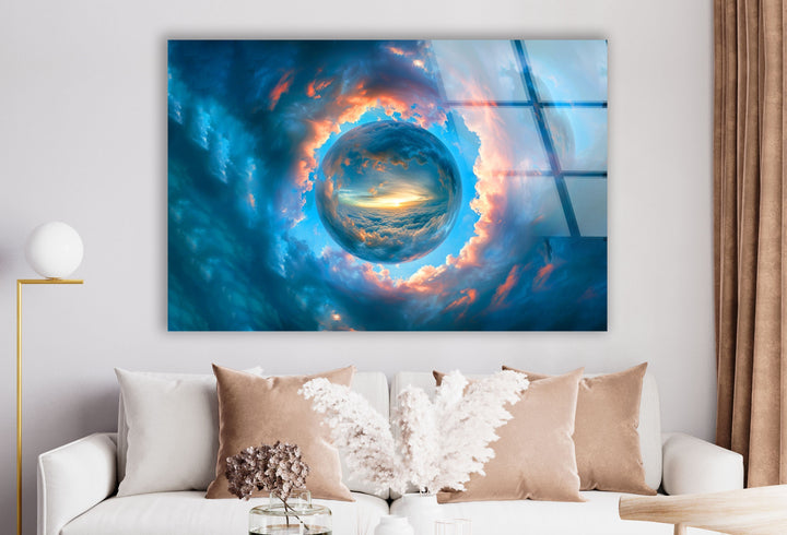 Bright Clouds Around The Sphere Glass Wall Art glass image printing, glass prints from photos
