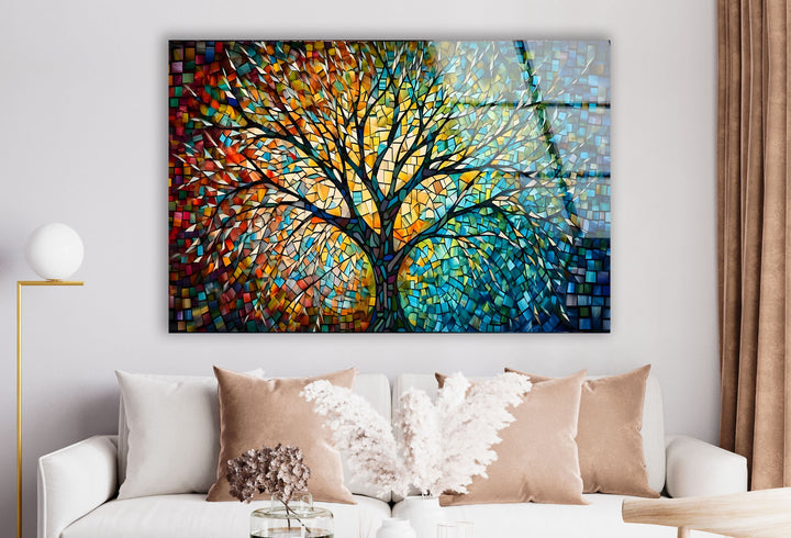 Colored Tree Glass Wall Art large glass photo prints, glass wall photos
