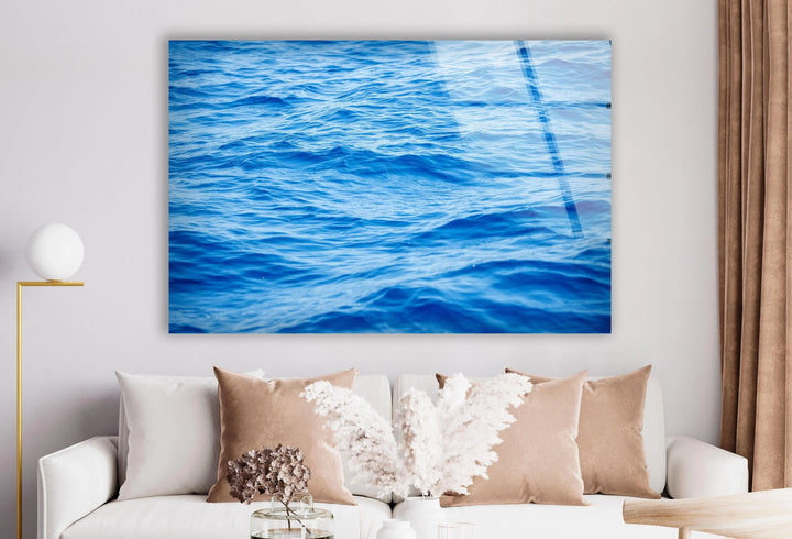 Vivid Blue Sea Waves Glass Wall Art glass wall decor, glass wall art decor

