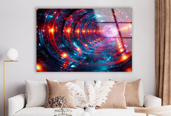 Deep Rabbit Hole of Glowing Alien Glass Wall Art stained glass wall art, stained glass wall decor

