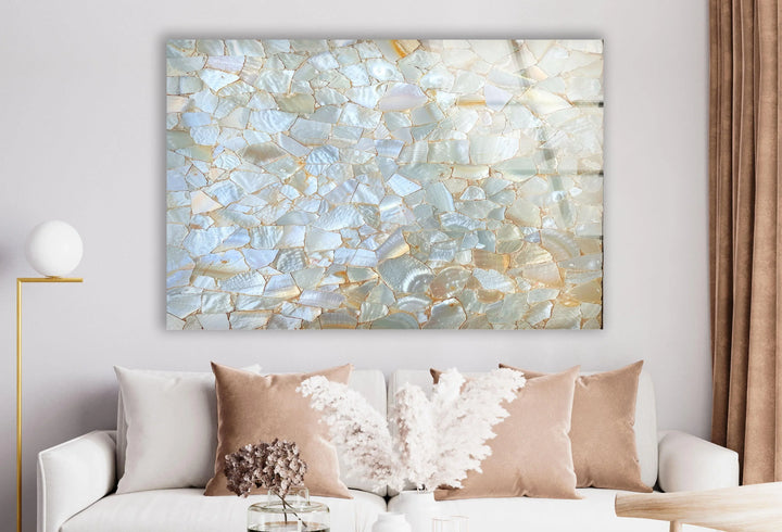 White Cracked Marble Design Glass Wall Art picture on glass wall art, photos printed on glass
