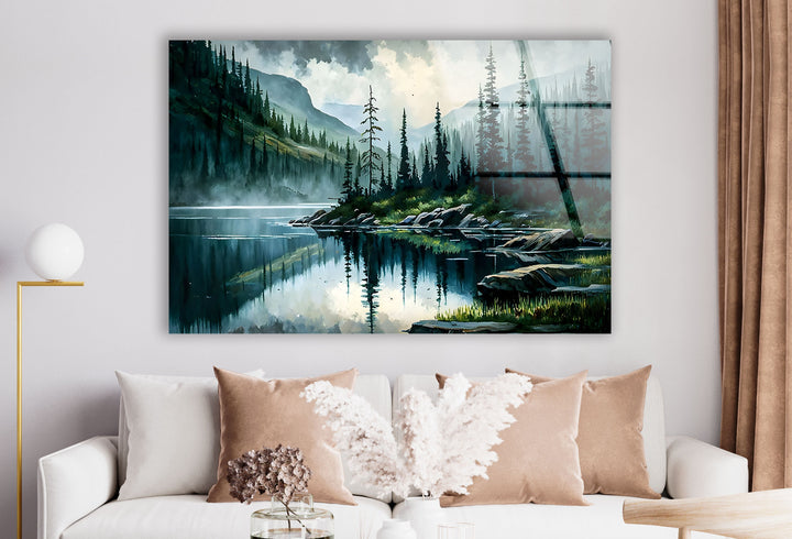 Nature Forest Green Glass Wall Art custom glass photo prints, large glass prints
