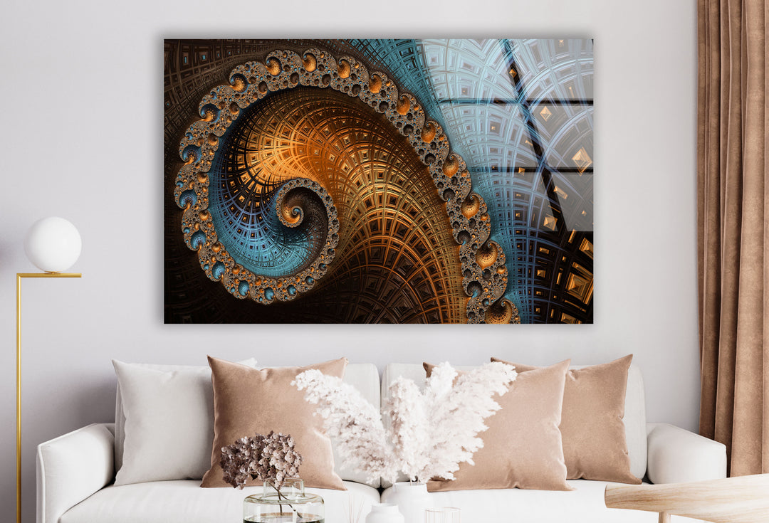 Spiral Fractal Wall Art – Geometric Abstract Glass Print Design